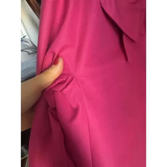 Kate Spade Hot Pink Cotton and Silk Bow Coat Size Small - Picture 7 of 7